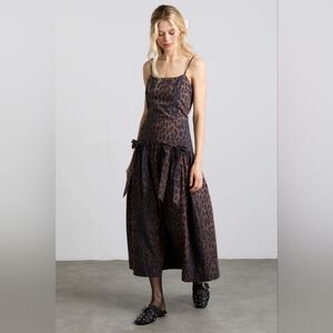 Damson Madder Persephone Leopard Midi Dress EU Size 14/ US Size 10